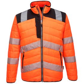   Portwest PW371 Hi-Vis Baffle bélelt jól láthatósági munkavédelmi kabát - Narancs/Fekete