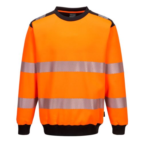 Portwest PW379 Hi-Vis környakú vasúti jól láthatósági munkavédelmi pulóver - Narancs/Fekete 