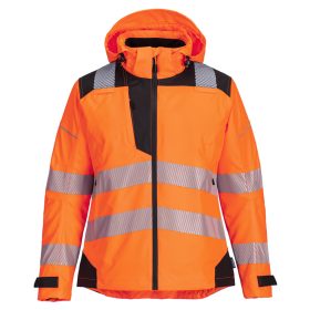   Portwest PW389 Hi-Vis női vízálló jól láthatósági munkavédelmi esőkabát -  Narancs/Fekete
