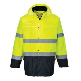   Portwest S166 Hi-Vis Lite Traffic kapucnis vízálló jól láthatósági munkavédelmi dzseki - Sárga/ Navy