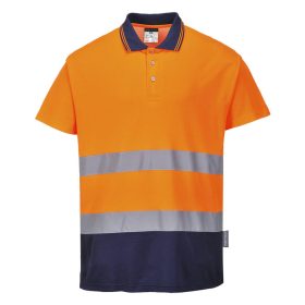   Portwest S174 Hi-Vis Cotton Comfort kéttónusú vasúti jól láthatósági munkavédelmi póló - Narancs/Navy 