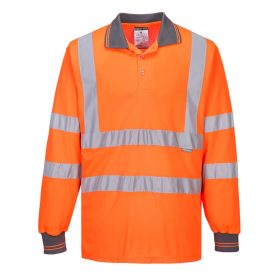   Portwest S277 Hi-Vis vasúti jól láthatósági munkavédelmi hosszú ujjú pólóing - Narancs
