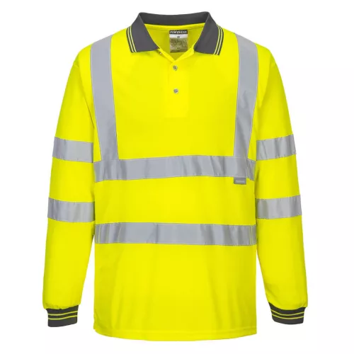 Portwest S277 Hi-Vis vasúti jól láthatósági munkavédelmi hosszú ujjú pólóing - Narancs