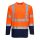 Portwest S280 Hi-Vis Cotton Comfort hosszú ujjú jól láthatósági munkavédelmi póló - Narancs/Navy