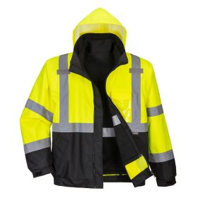   Portwest S365 Hi-Vis Premium 3in1 kapucnis jól láthatósági munkavédelmi bomber dzseki - Sárga/Fekete