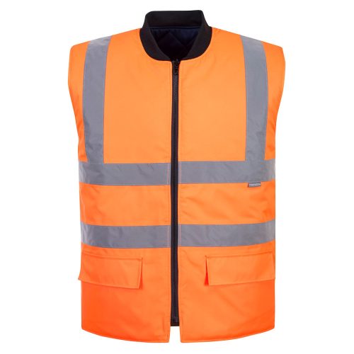 Portwest S469 Hi-Vis vízálló kifordítható jól láthatósági munkavédelmi mellény - Narancs