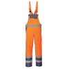 Portwest S488 Hi-Vis vízálló jól láthatósági munkavédelmi kantáros esőnadrág - Narancs/Navy