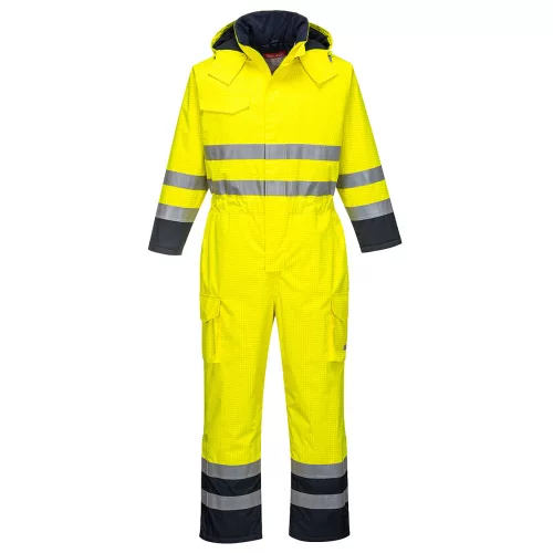 Portwest S775 Bizflame Rain Hi-Vis Multi lángálló antisztatikus jól láthatósági munkavédelmi overál - Narancs/Navy