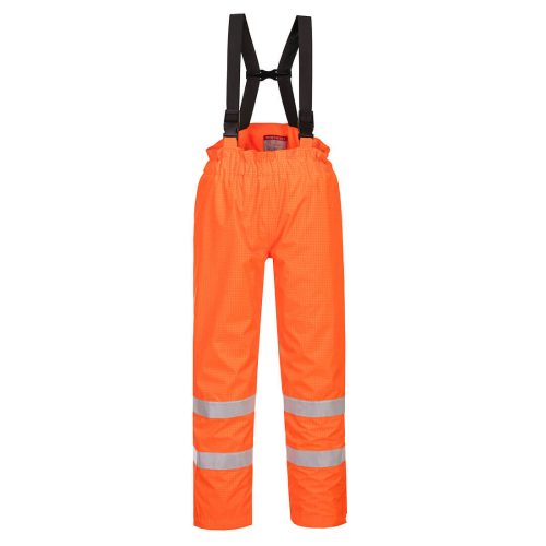 Portwest S781 Bizflame Rain Hi-Vis bélelt antisztatikus jól láthatósági munkavédelmi kantáros nadrág - Narancs