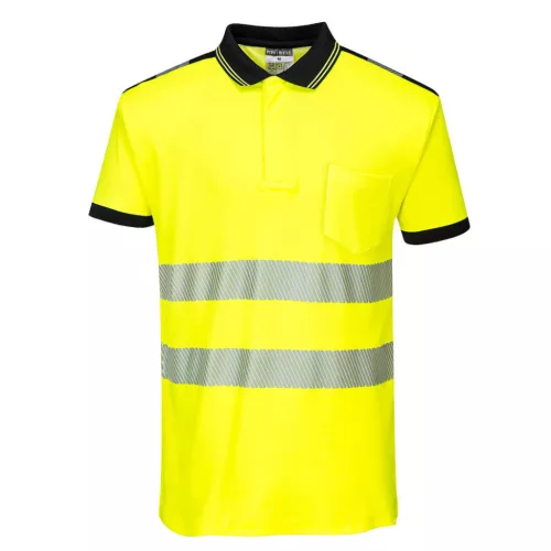 Portwest T180 Hi-Vis vasúti jól láthatósági munkavédelmi pólóing - Narancs/Fekete