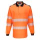 Portwest T184 Hi-Vis vasúti jól láthatósági munkavédelmi hosszú ujjú pólóing - Narancs/Fekete