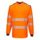 Portwest T185 Hi-Vis vasúti jól láthatósági munkavédelmi hosszú ujjú póló - Narancs/Navy