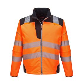   Portwest T402 Hi-Vis vízálló jól láthatósági munkavédelmi softshell kabát - Narancs/ Fekete