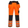 Portwest T501 Hi-Vis Holster Texpel bevonatú jól láthatósági lengőzsebes munkásnadrág - Narancs/Fekete