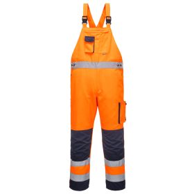   Portwest TX52 Hi-Vis Dijon Texpel bevonatú jól láthatósági munkavédelmi kantáros nadrág - Narancs/Navy