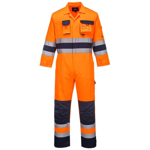 Portwest TX55 Hi-Vis Nantes Texpel bevonatú jól láthatósági munkavédelmi overál - Narancs/Navy