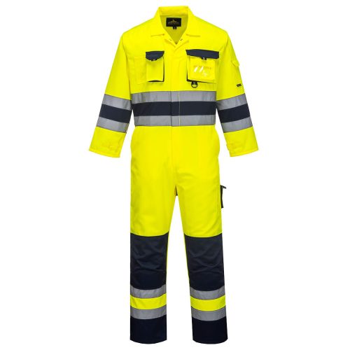 Portwest TX55 Hi-Vis Nantes Texpel bevonatú jól láthatósági munkavédelmi overál - Sárga/Navy
