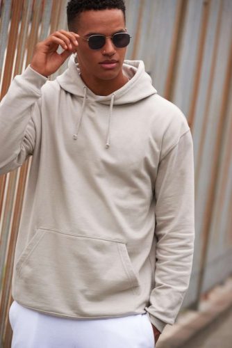 Just Hoods AWJH001 College pamut kapucnis pulóver - Burgundy Smoke