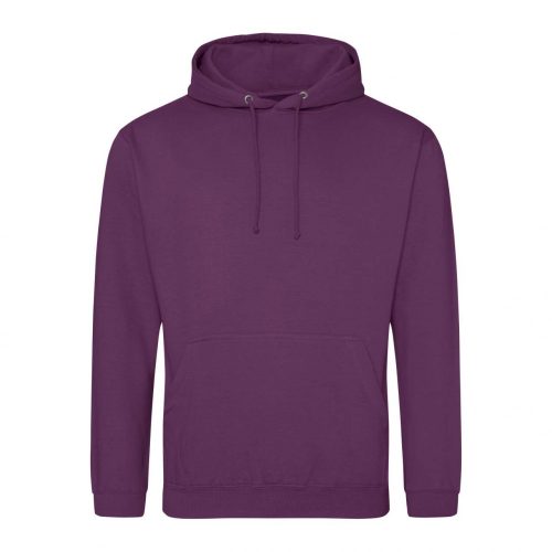 Just Hoods AWJH001 College pamut kapucnis pulóver - Plum  