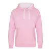 Just Hoods AWJH003 Varsity pamut kapucnis pulóver - Baby Pink/Arctic White