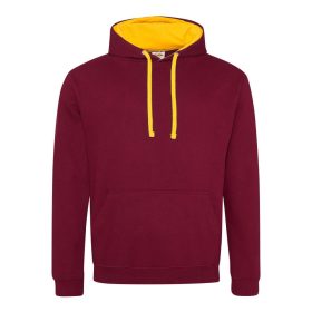   Just Hoods AWJH003 Varsity pamut kapucnis pulóver - Burgundy/Gold