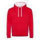 Just Hoods AWJH003 Varsity pamut kapucnis pulóver - Fire Red/Arctic White