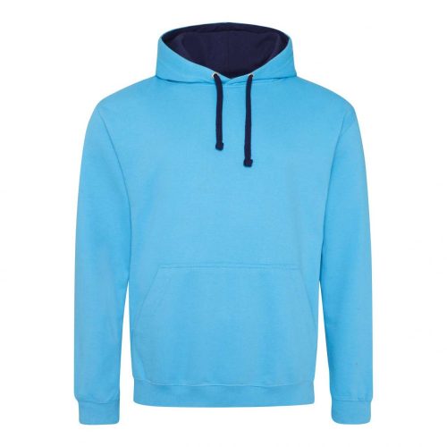 Just Hoods AWJH003 Varsity pamut kapucnis pulóver - Hawaiian Blue/Oxford Navy