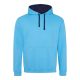 Just Hoods AWJH003 Varsity pamut kapucnis pulóver - Hawaiian Blue/Oxford Navy