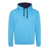 Just Hoods AWJH003 Varsity pamut kapucnis pulóver - Hawaiian Blue/Oxford Navy