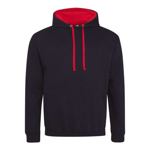 Just Hoods AWJH003 Varsity pamut kapucnis pulóver - Jet Black/Fire Red