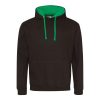 Just Hoods AWJH003 Varsity pamut kapucnis pulóver - Jet Black/Kelly Green