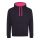Just Hoods AWJH003 Varsity pamut kapucnis pulóver - Jet Black/Hot Pink