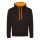 Just Hoods AWJH003 Varsity pamut kapucnis pulóver - Jet Black/Orange Crush