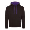 Just Hoods AWJH003 Varsity pamut kapucnis pulóver - Jet Black/Purple