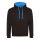 Just Hoods AWJH003 Varsity pamut kapucnis pulóver - Jet Black/Sapphire Blue