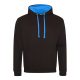 Just Hoods AWJH003 Varsity pamut kapucnis pulóver - Jet Black/Sapphire Blue