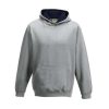 Just Hoods AWJH003J Varsity gyerek pamut kapucnis pulóver - Heather Grey/French Navy