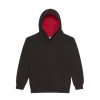 Just Hoods AWJH003J Varsity gyerek pamut kapucnis pulóver - Jet Black/Fire Red