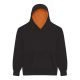 Just Hoods AWJH003J Varsity gyerek pamut kapucnis pulóver - Jet Black/Orange Crush