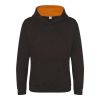 Just Hoods AWJH003J Varsity gyerek pamut kapucnis pulóver - Jet Black/Orange Crush