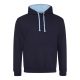 Just Hoods AWJH003 Varsity pamut kapucnis pulóver - New French Navy/Sky Blue