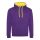 Just Hoods AWJH003 Varsity pamut kapucnis pulóver - Purple/Sun Yellow