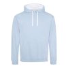 Just Hoods AWJH003 Varsity pamut kapucnis pulóver - Sky Blue/Arctic White