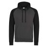 Just Hoods AWJH009 Baseball pamut kapucnis pulóver - Charcoal Grey/Jet Black