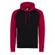 Just Hoods AWJH009 Baseball pamut kapucnis pulóver - Jet Black/Fire Red