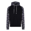 Just Hoods AWJH009 Baseball pamut kapucnis pulóver - Solid Black/Black Camo