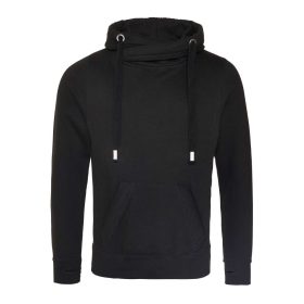   Just Hoods AWJH021 pamut keresztpántos nyakú kapucnis pulóver - Jet Black