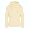 Just Hoods AWJH021 pamut keresztpántos nyakú kapucnis pulóver - Vanilla Milkshake