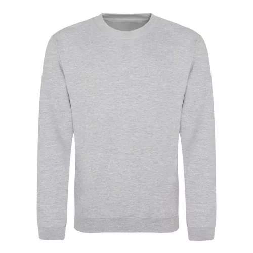 Just Hoods AWJH030 Awdis uniszex pamut környakú pulóver - Heather Grey