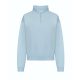 Just Hoods AWJH037 női pamut rövid 1/4 cipzáros galléros pulóver - Sky Blue